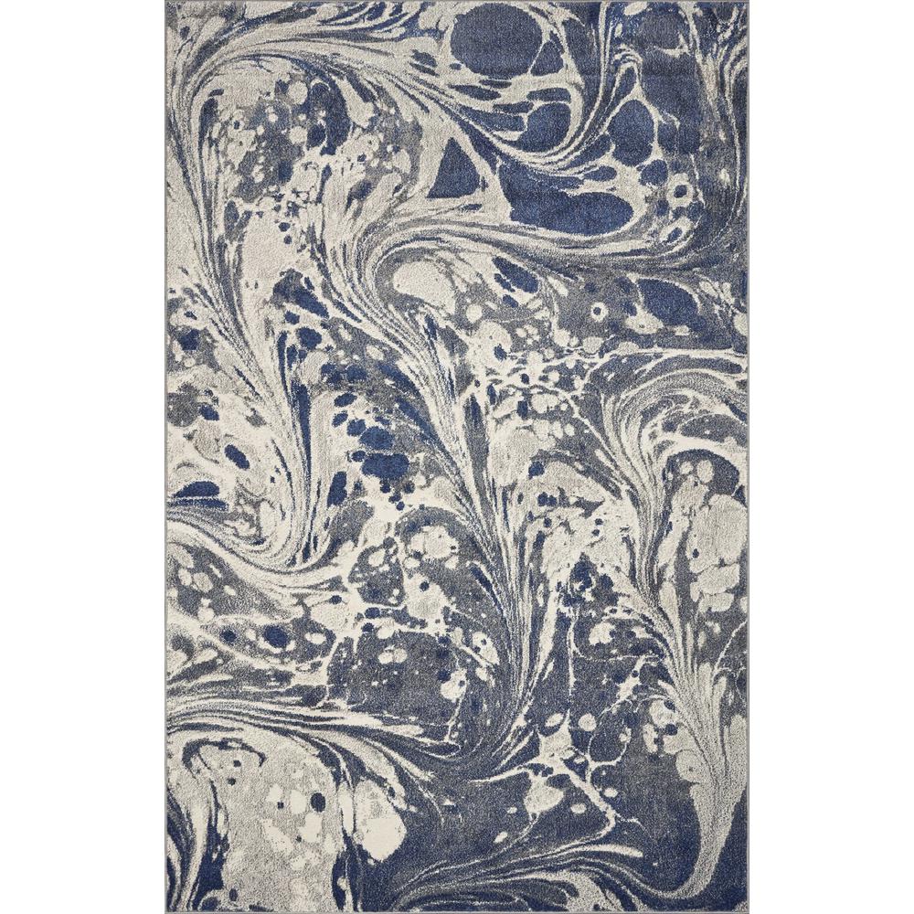 5'x8' Grey Blue Machine Woven Marble Indoor Area Rug - 375587. Picture 4