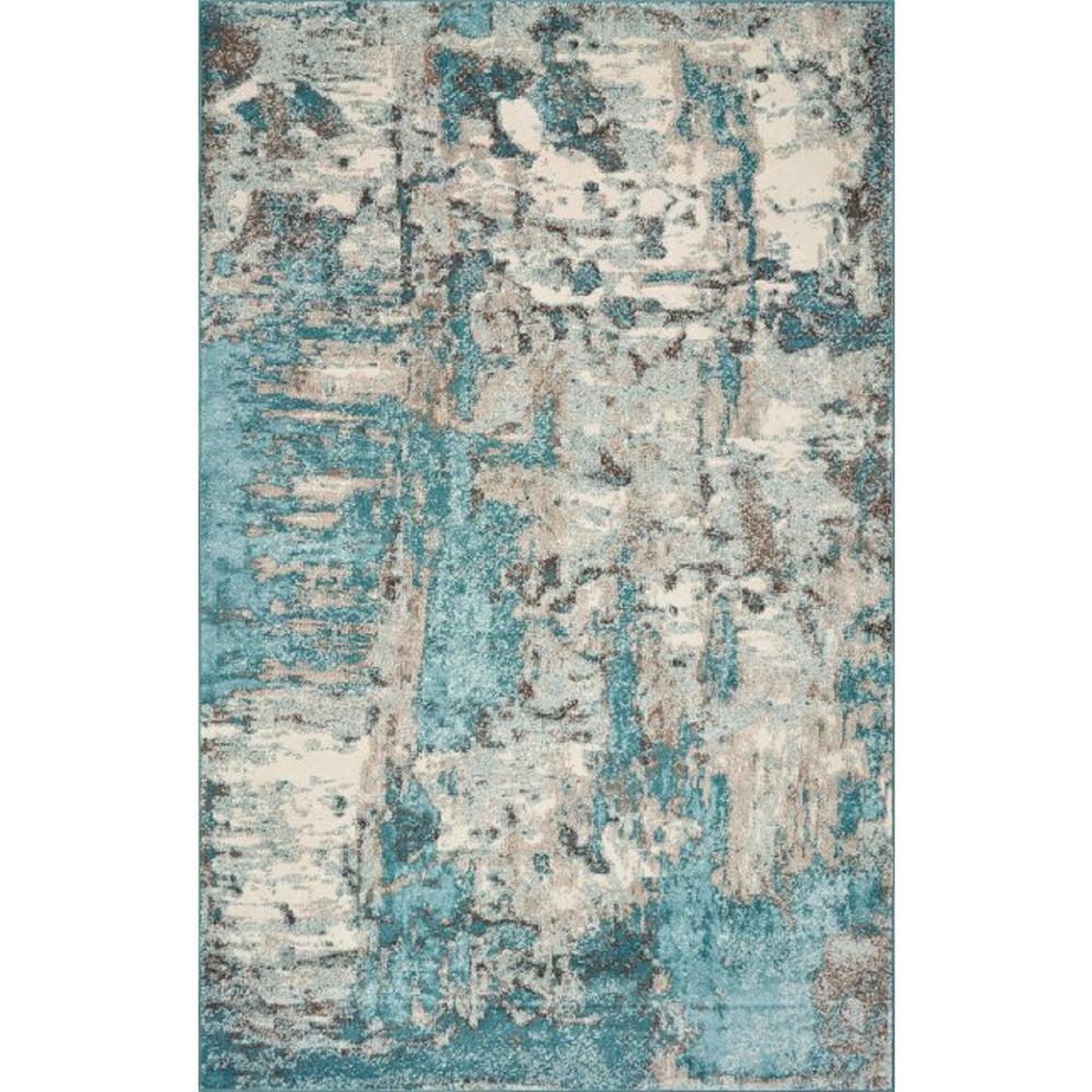 8'x10' Ivory Teal Machine Woven Abstract Watercolor Indoor Area Rug - 375597. Picture 1