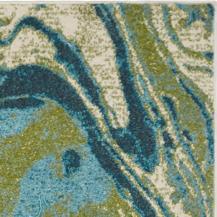 7'x10' Teal Blue Machine Woven Marble Indoor Area Rug - 375616. Picture 5