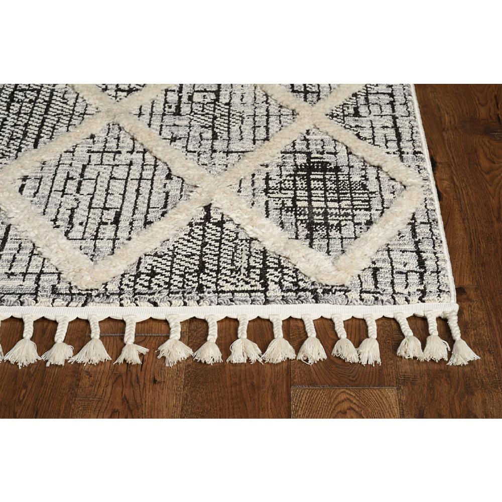 5' x 8' Charcoal Geometric Diamond Indoor Area Rug with Fringe - 375667. Picture 2