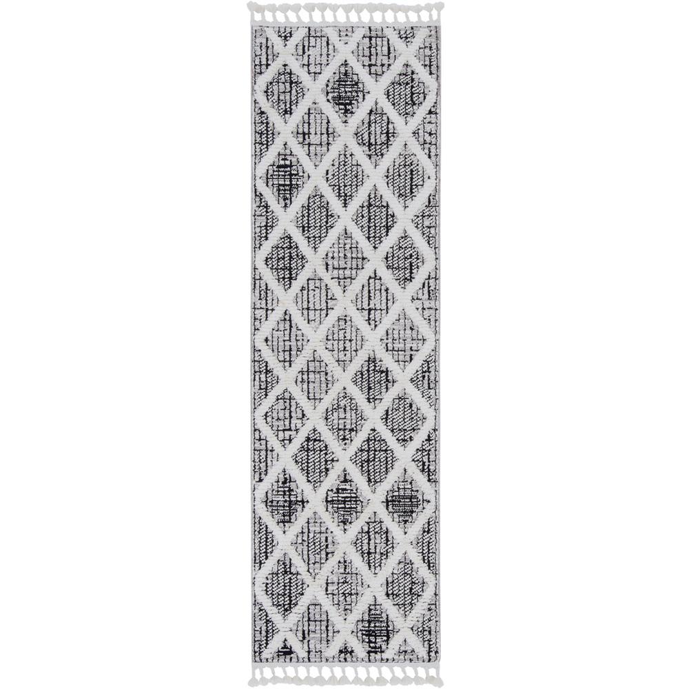 5' x 8' Charcoal Geometric Diamond Indoor Area Rug with Fringe - 375667. Picture 3