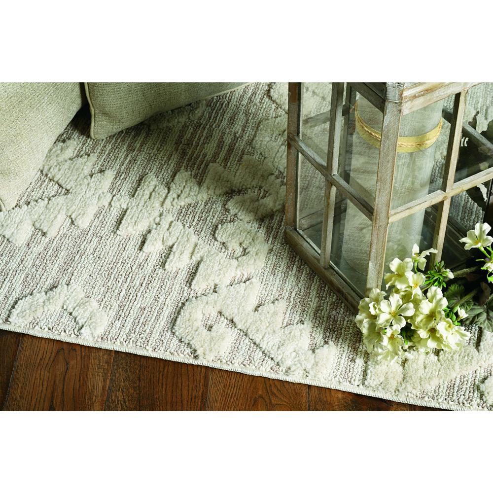 3' x 5' Ivory Beige Diamonds Area Rug with Fringe - 375678. Picture 2