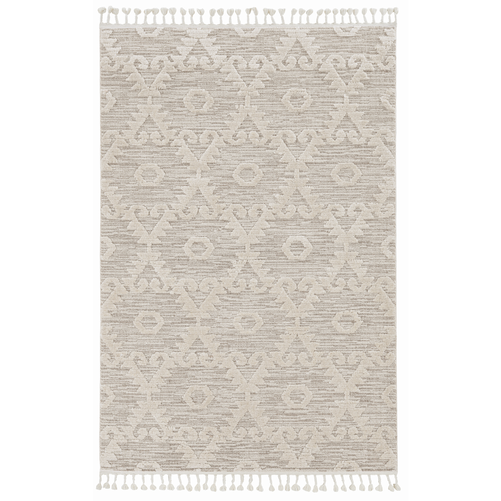 94" X 130" X 0.25" Ivory Beige Polyester Rug - 375680. The main picture.