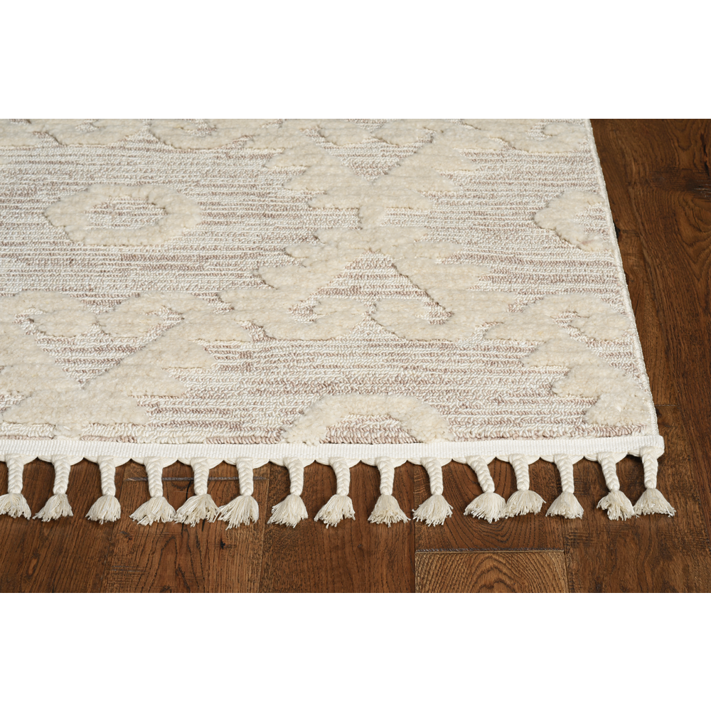 94" X 130" X 0.25" Ivory Beige Polyester Rug - 375680. Picture 3