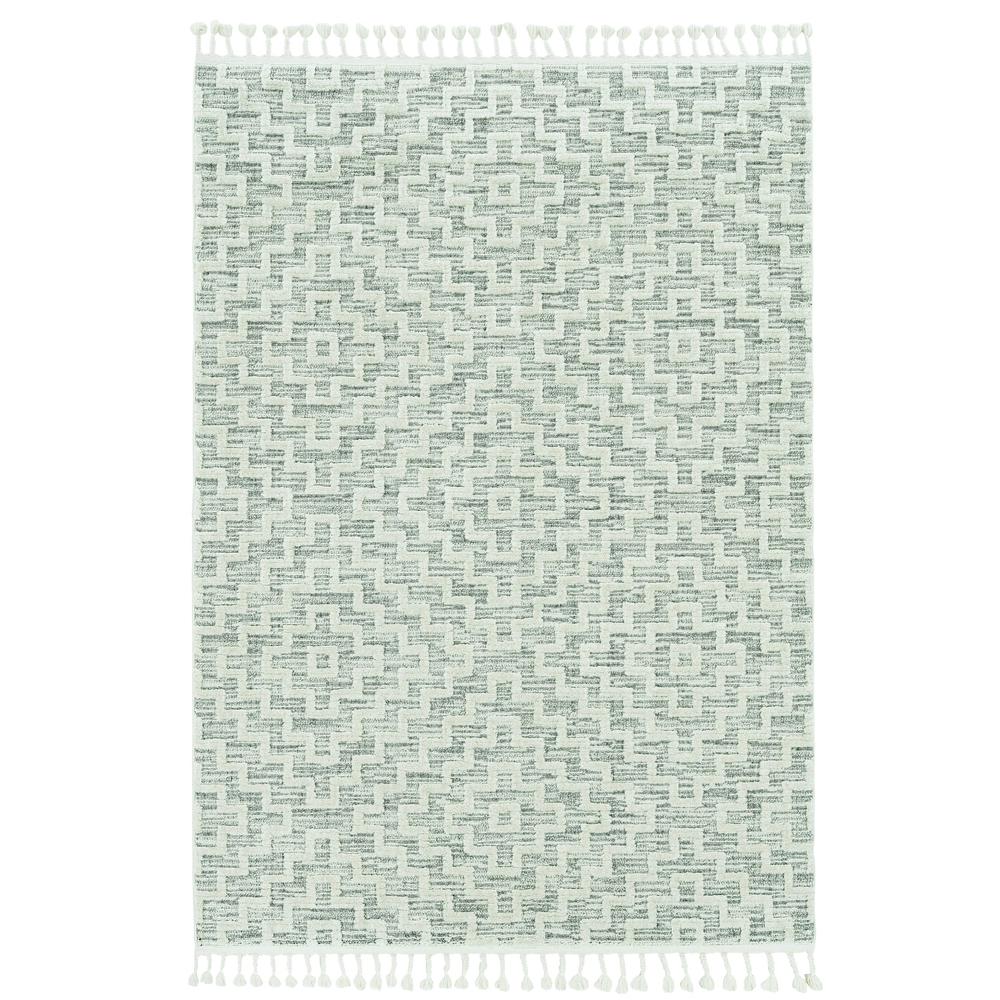 5'x8' Ivory Grey Machine Woven Geometric With Fringe Indoor Area Rug - 375685. Picture 2