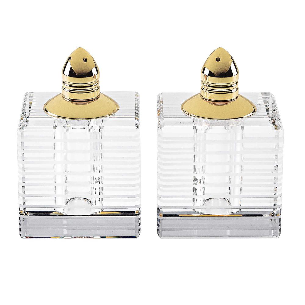 Hand Made Crystal Gold Pair of Salt and Pepper Shakers - 375769. Picture 1