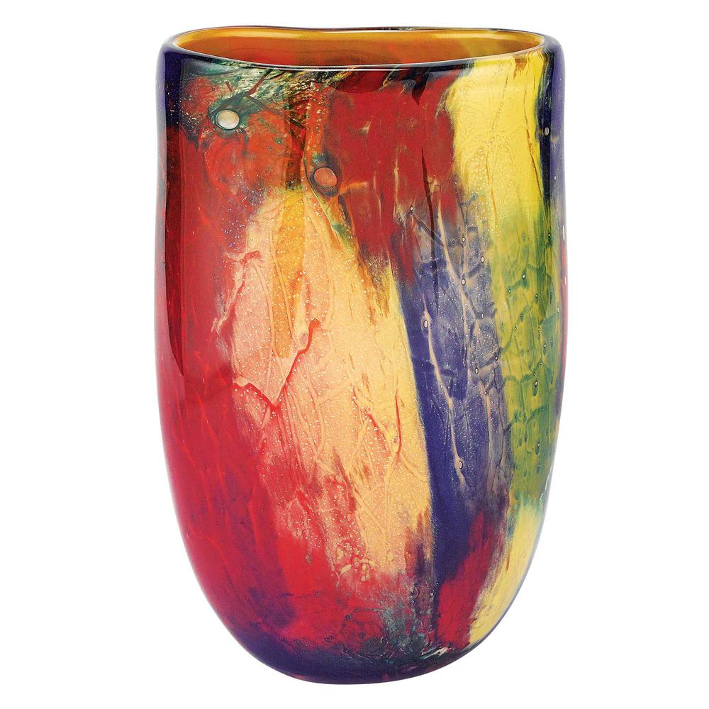 11" MultiColor Art Glass Oval Vase - 375772. Picture 1