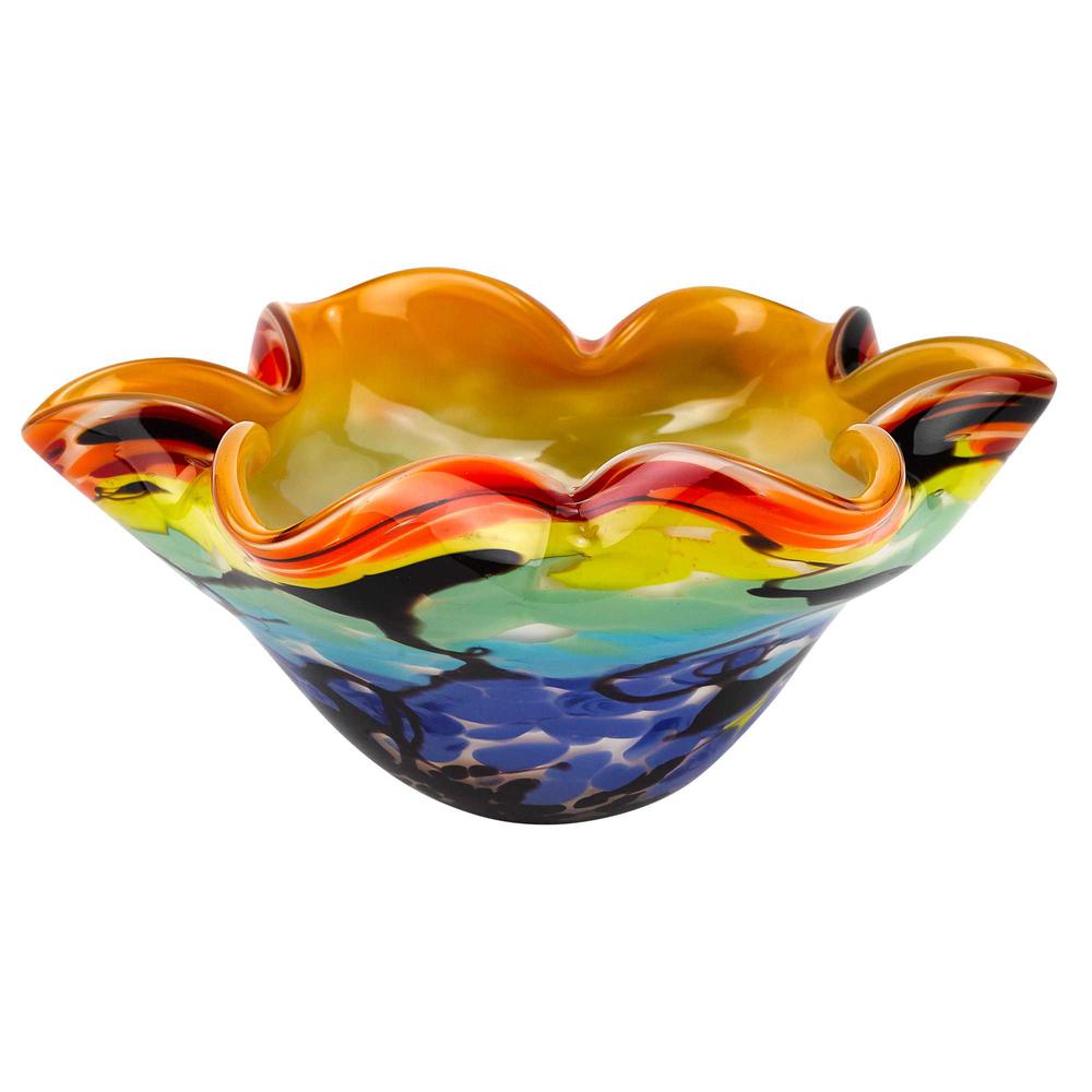 85" Mouth Blown Art Glass Wavy Inch Centerpiece or Candy Bowl - 375793. Picture 1