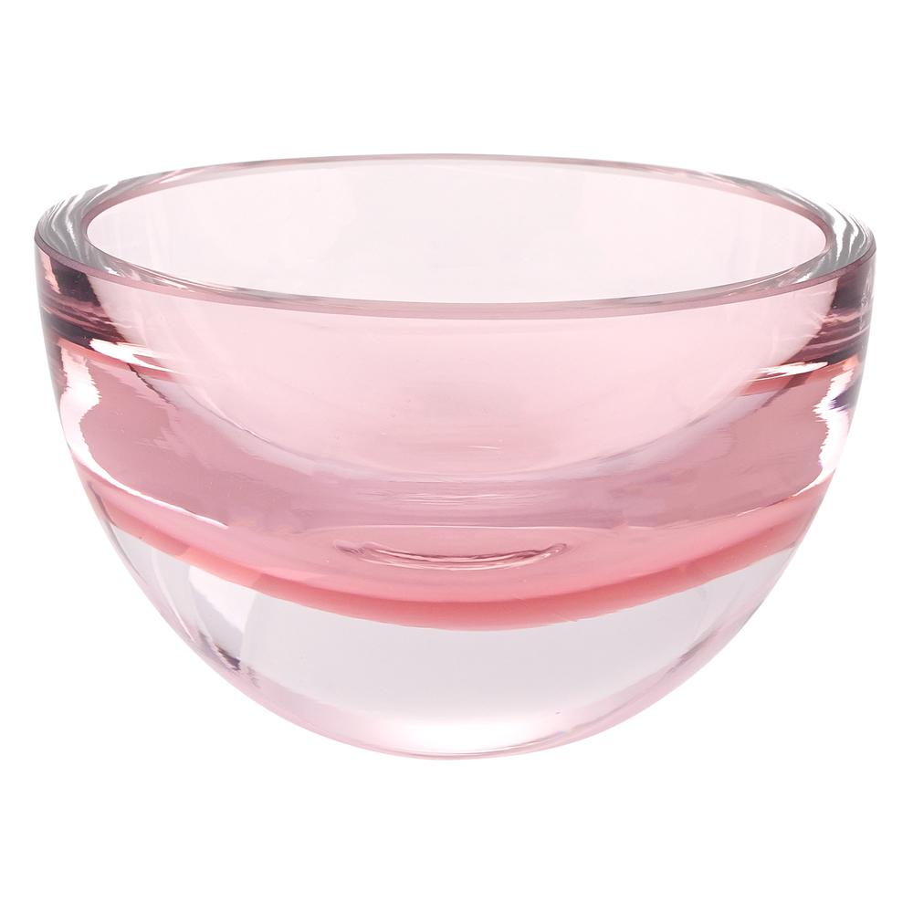 6" Mouth Blown European Made Lead Free Pink Crystal Bowl - 375803. Picture 1