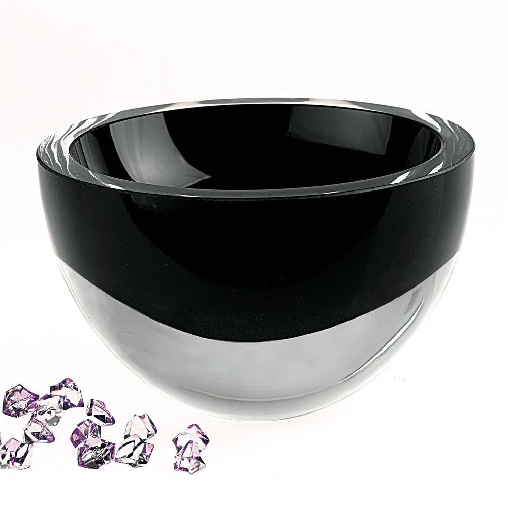 6" Mouth Blown Crystal European Made Lead Free Jet Black Bowl - 375806. Picture 1
