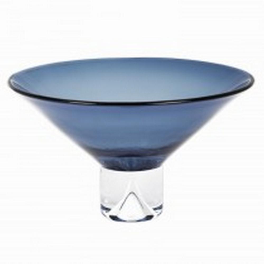 12" Mouth Blown Crystal Midnight Blue Centerpiece  Bowl - 375839. Picture 1