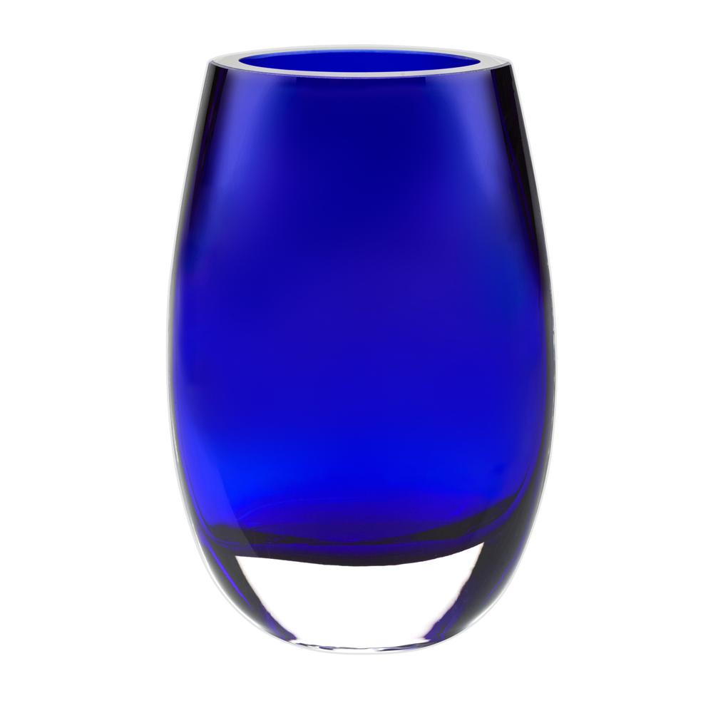 8" Mouth Blown Crystal Cobalt Blue Vase - 375846. Picture 1