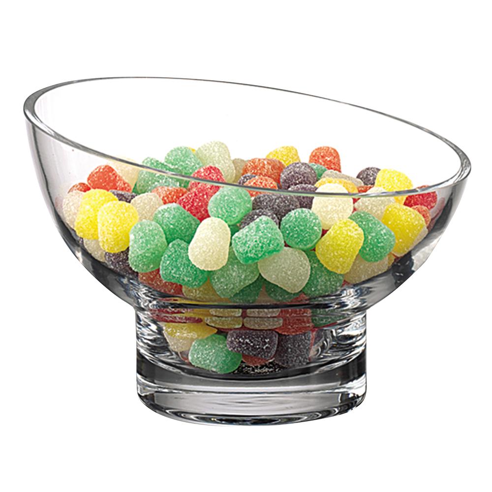 7" Mouth Blown Lead Free Slant Cut Candy Serving Glass Bowl - 375880. Picture 1