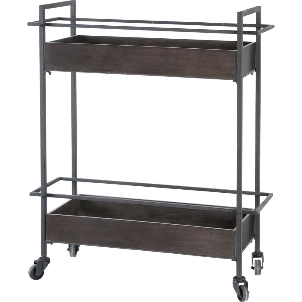 Rectangular Gray Metal With Two-Tier Shelves Bar Cart - 376009. Picture 1