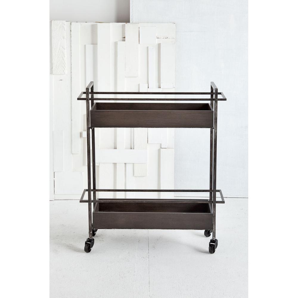 Rectangular Gray Metal With Two-Tier Shelves Bar Cart - 376009. Picture 2