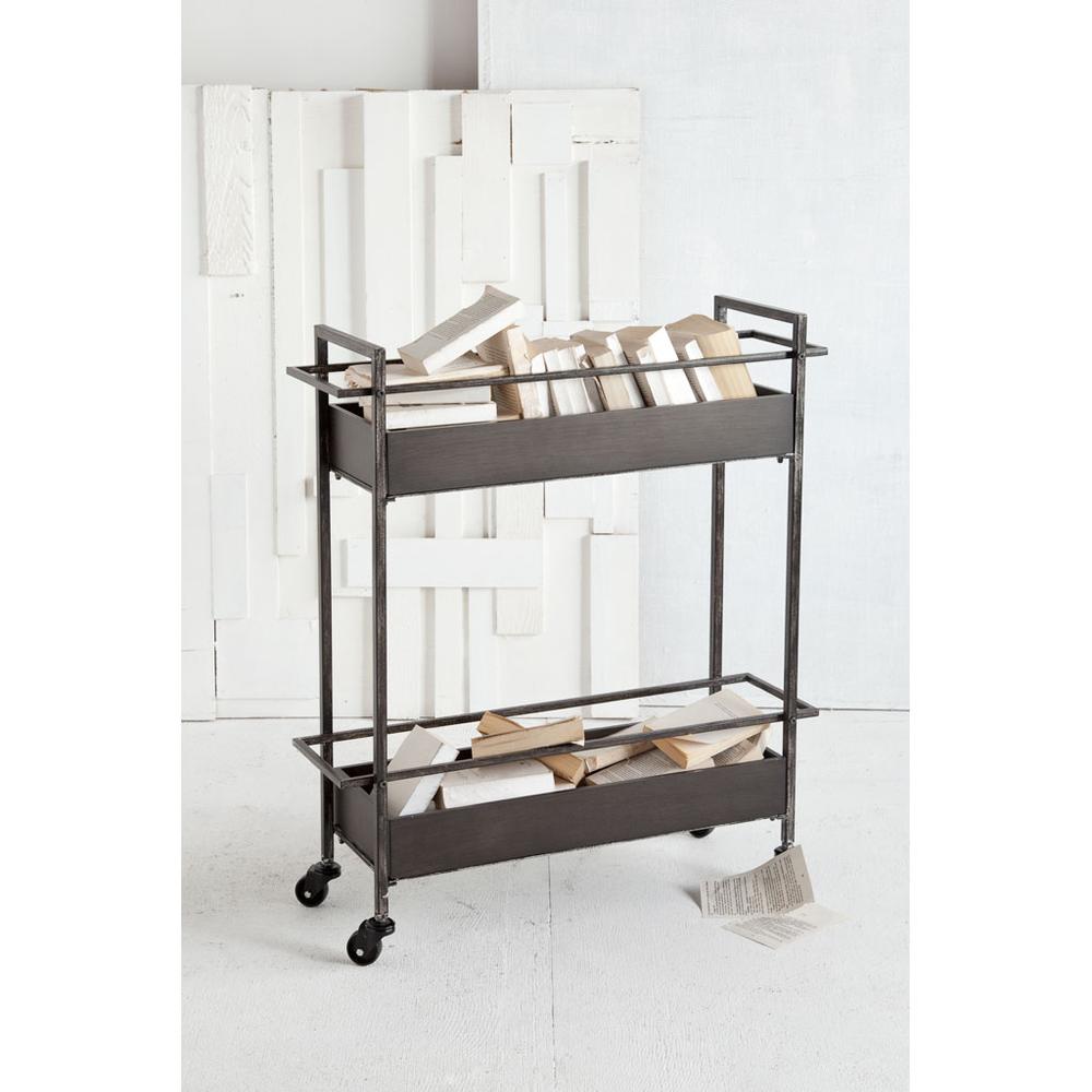 Rectangular Gray Metal With Two-Tier Shelves Bar Cart - 376009. Picture 3