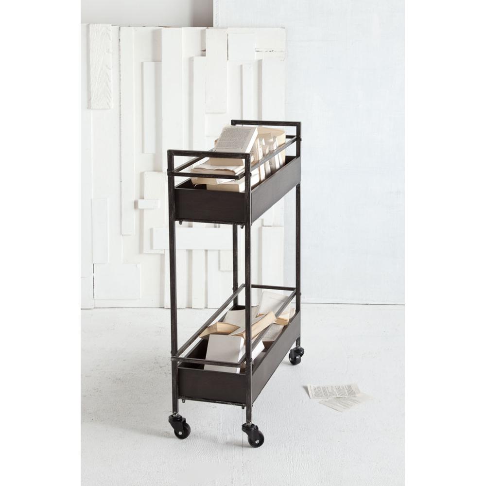 Rectangular Gray Metal With Two-Tier Shelves Bar Cart - 376009. Picture 4