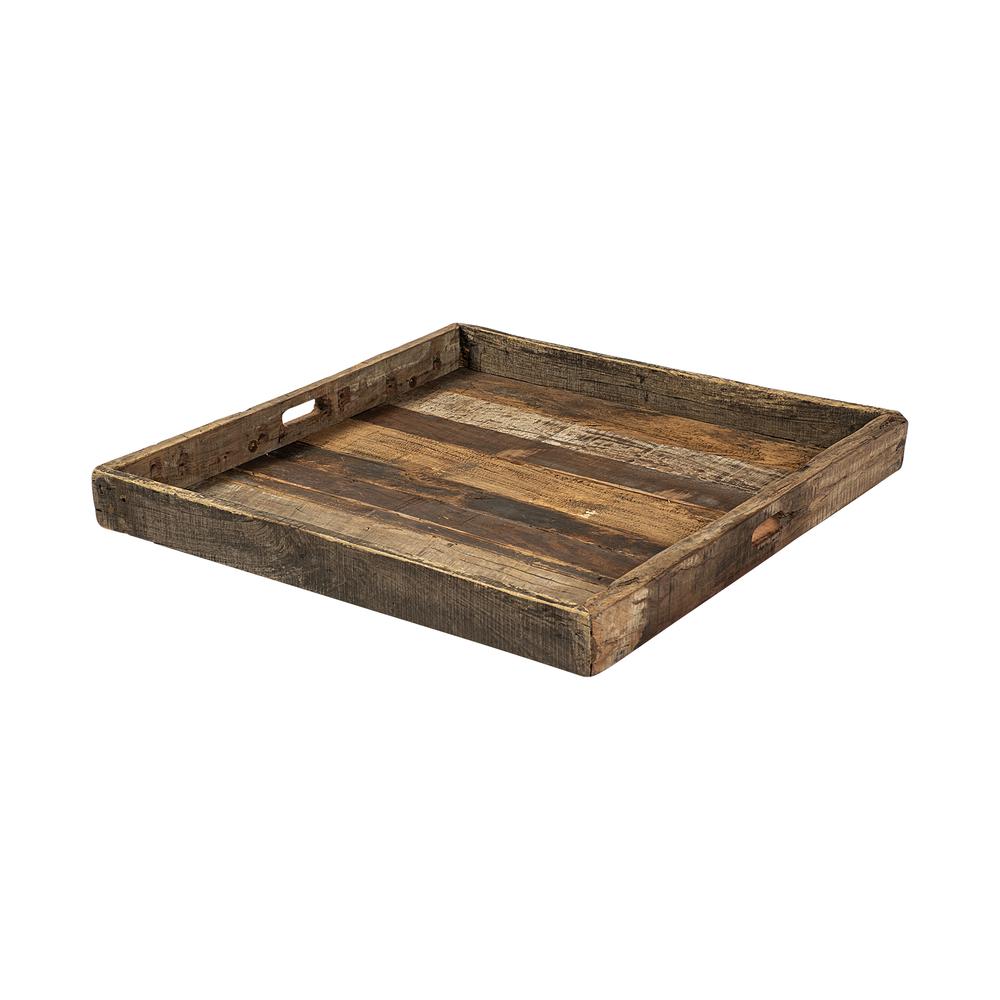 Natural Brown Reclaimed Wood With Grains And Knots Highlight Tray - 376043. Picture 1