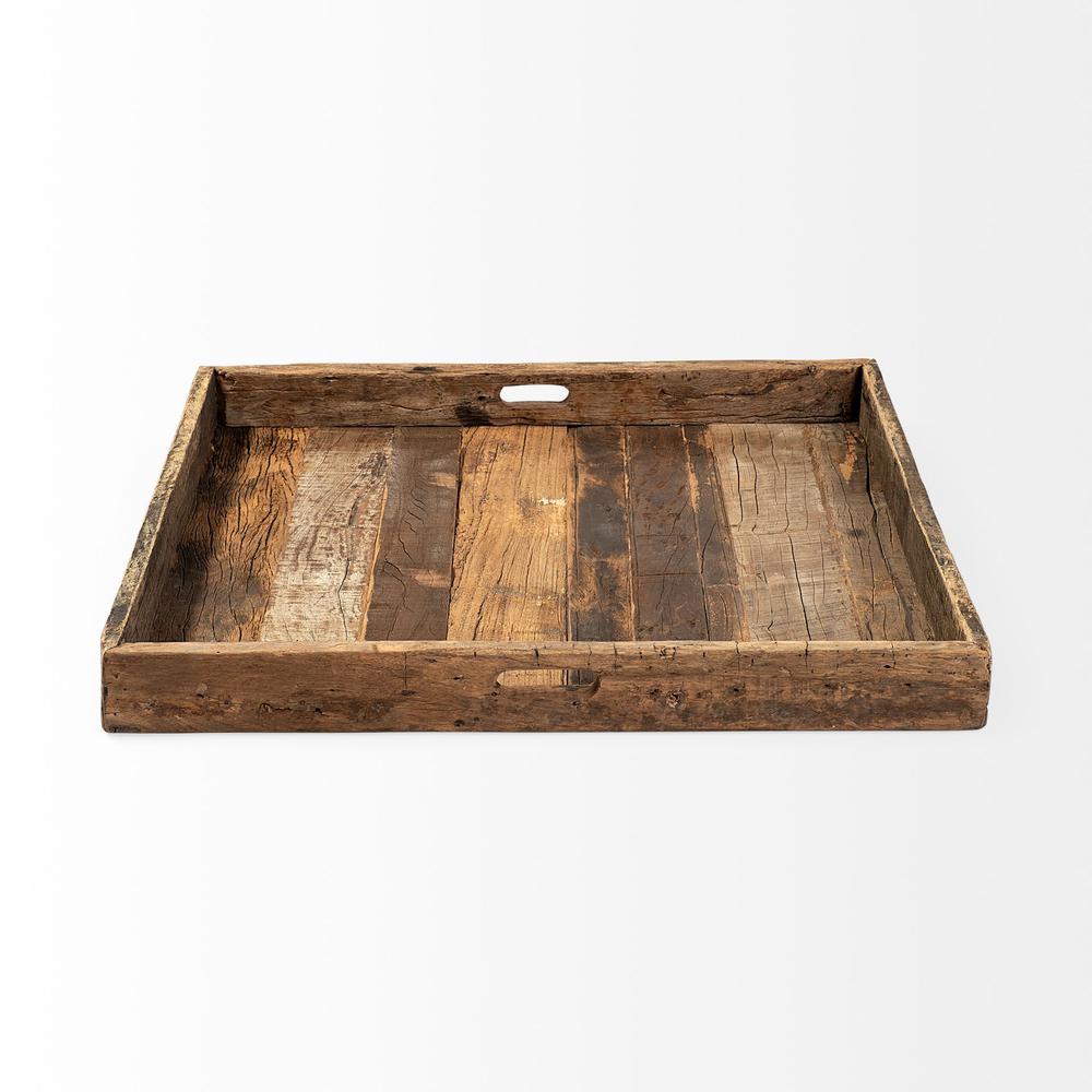Natural Brown Reclaimed Wood With Grains And Knots Highlight Tray - 376043. Picture 2