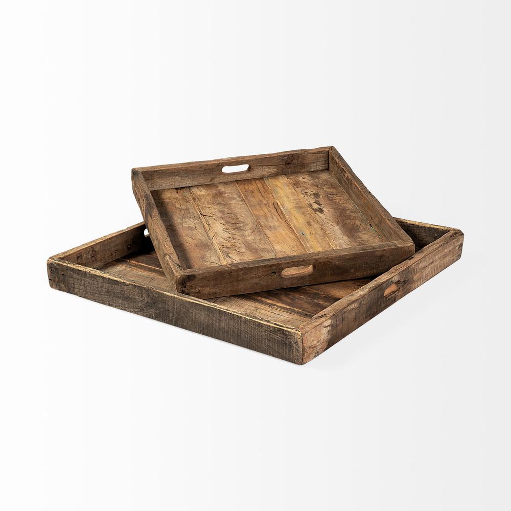 Natural Brown Reclaimed Wood With Grains And Knots Highlight Tray - 376043. Picture 3