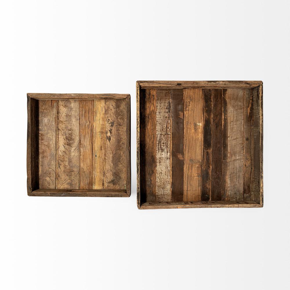 Natural Brown Reclaimed Wood With Grains And Knots Highlight Tray - 376043. Picture 4