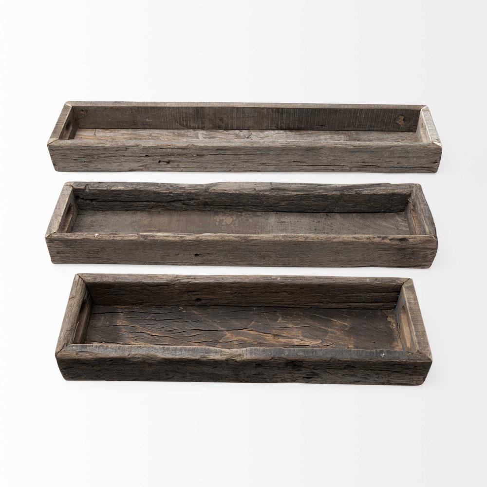 Meduim Natural Brown Reclaimed Wood With Grains And Knots Highlight Tray - 376045. Picture 3