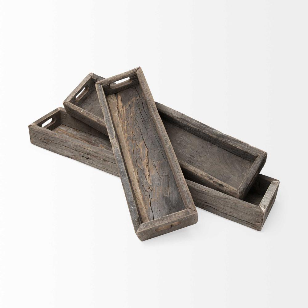 Meduim Natural Brown Reclaimed Wood With Grains And Knots Highlight Tray - 376045. Picture 4