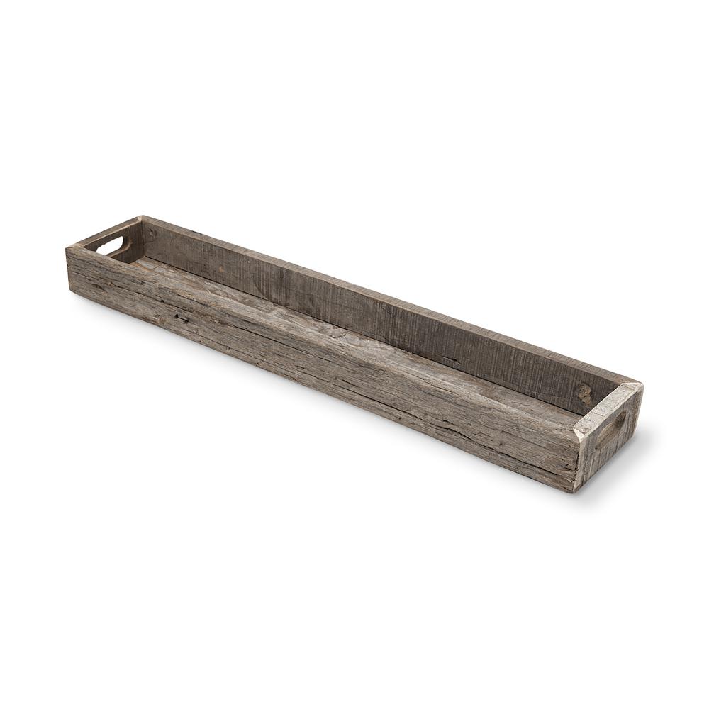 Large Natural Brown Reclaimed Wood With Grains And Knots Highlight Tray - 376046. Picture 1