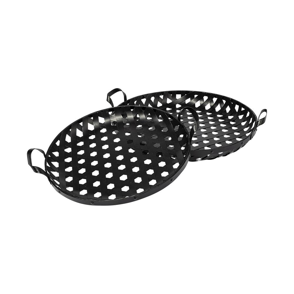 Set of 2 Matte Black Metal With Interweaved Bottom Trays - 376053. Picture 1