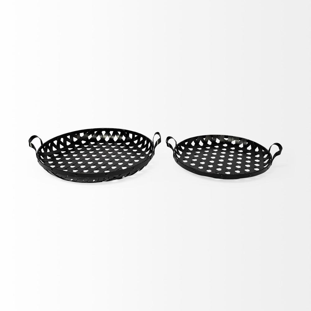 Set of 2 Matte Black Metal With Interweaved Bottom Trays - 376053. Picture 3