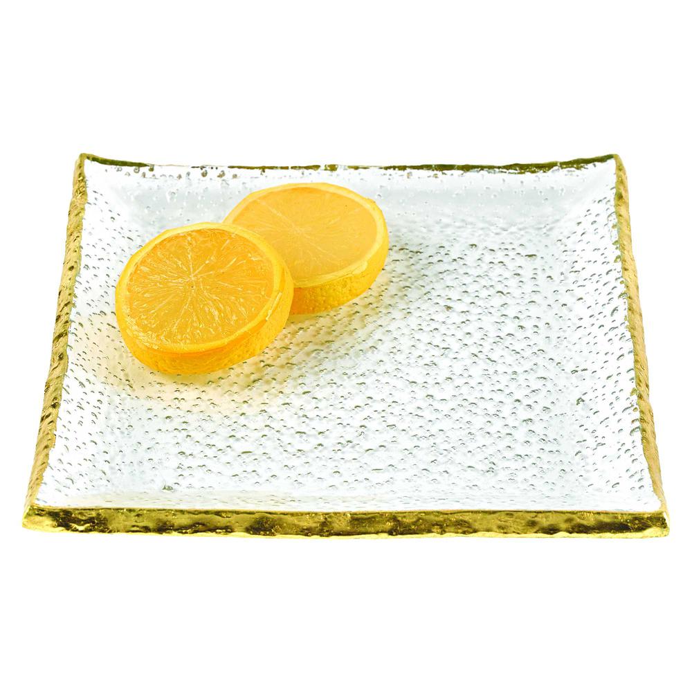 7" Glass Set of 4 Square Edge Gold Plates - 376063. Picture 1
