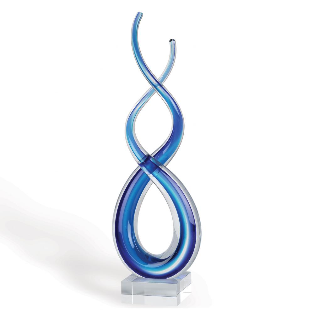 14" Contemporary Blue Art Glass Centerpiece - 376068. Picture 1