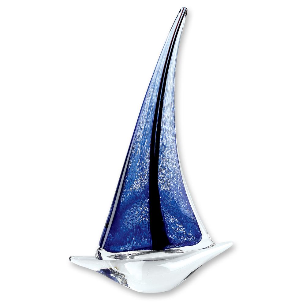 9" Blue Art Glass Sailboat - 376073. Picture 1