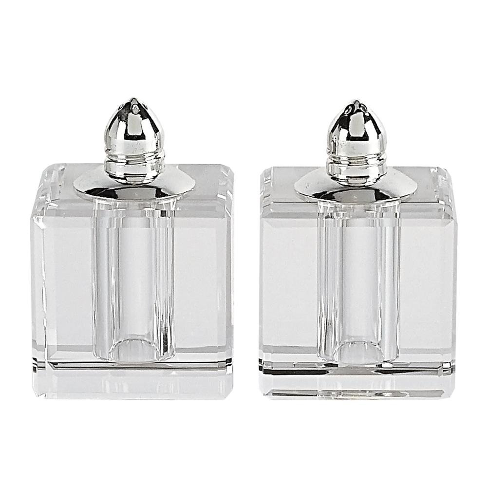 Handcrafted Optical Crystal and Silver Square Size Salt and Pepper Shakers - 376097. The main picture.
