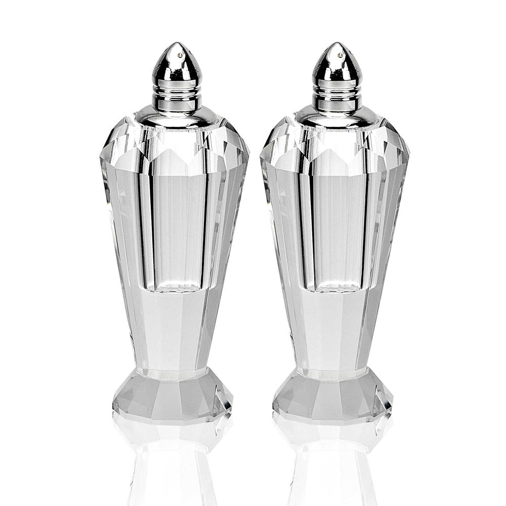 Handcrafted Optical Crystal and Silver Pair of Salt and Pepper Shakers - 376102. Picture 1