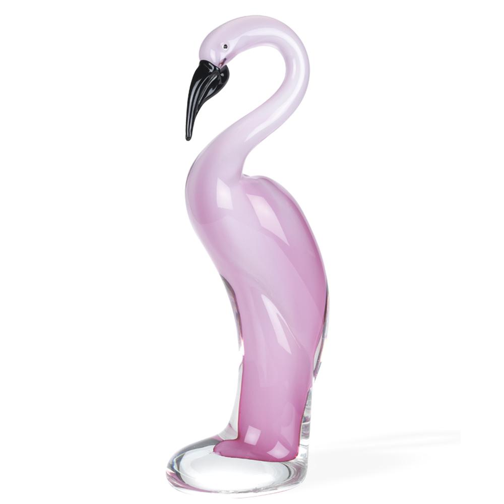 13" Mouth Blown Pink Flamingo Art Glass - 376109. Picture 1