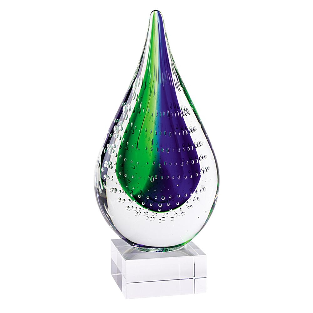 12" Mouth Blown Teardrop Centerpiece on Crystal Base - 376115. Picture 1