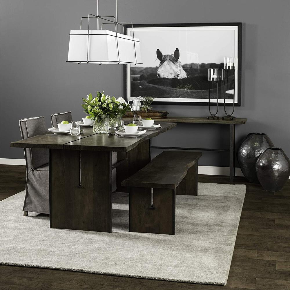 Rectangular Indian Mango Wood/Brown Tone Finish W/ Metal Cladding On The Base Dining Bench - 376174. Picture 6