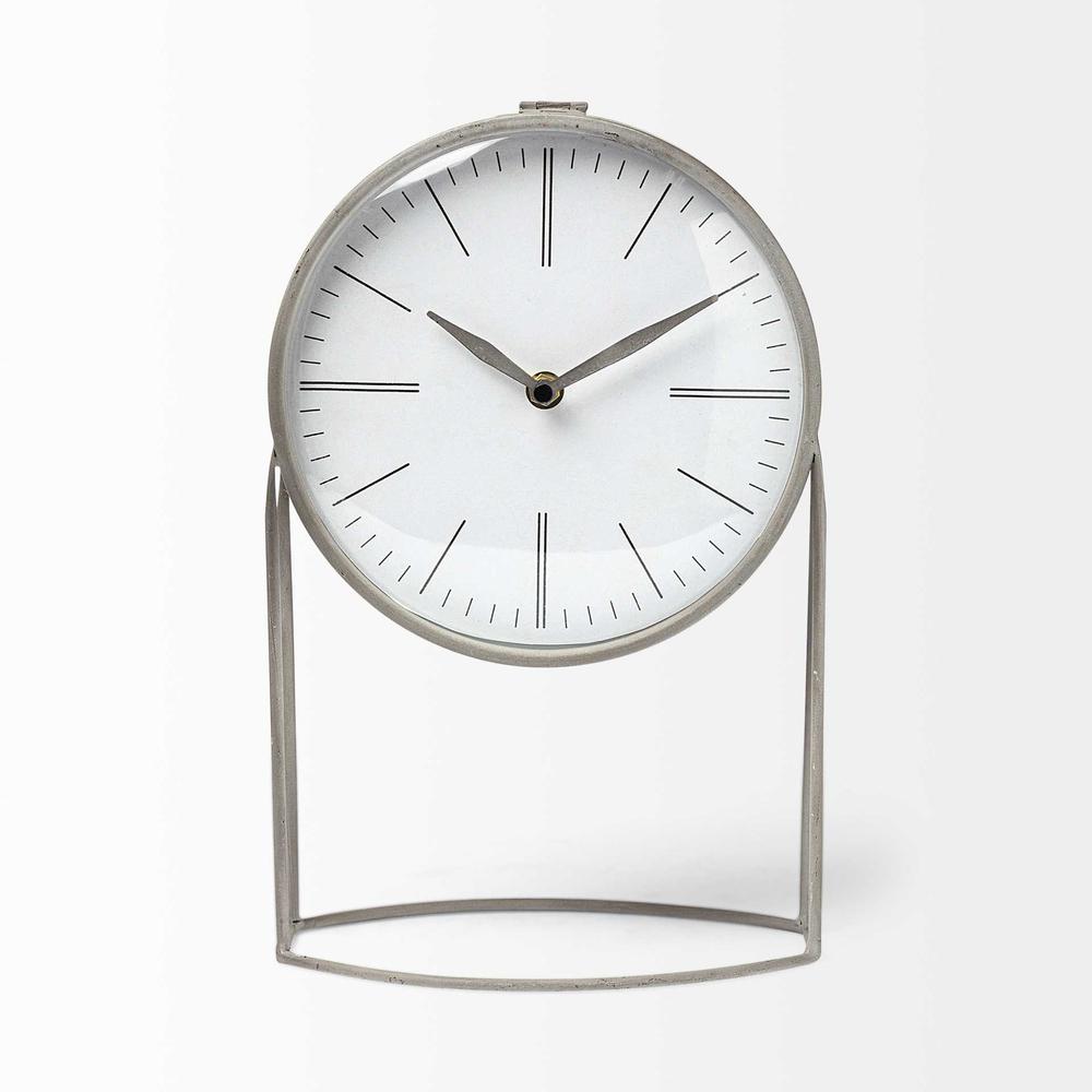 Gray Metal Circular Desk / Table Clock Equipped with a Quartz Movement - 376226. Picture 1