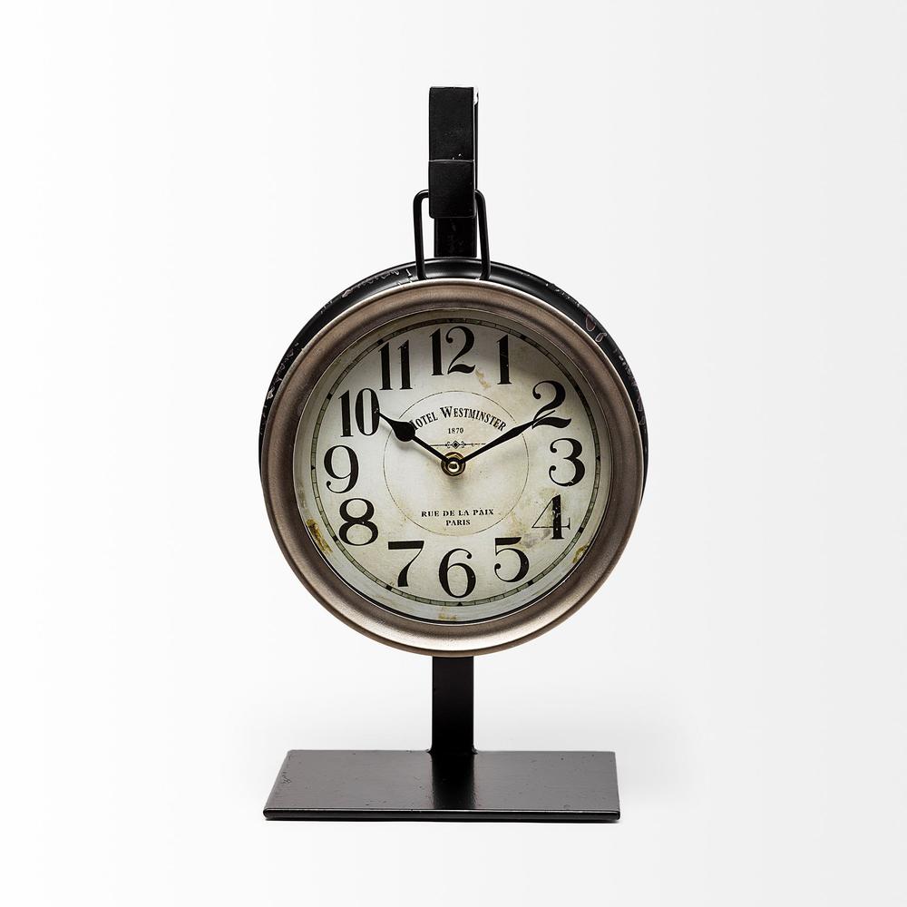 Metallic Brown Metal Hanging Desk/Table Clock - 376235. Picture 1