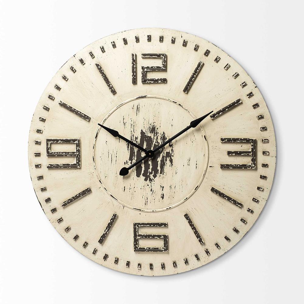 42" Round Oversized Farmhouse Wall Clock w/ Metallic Hands - 376236. Picture 1