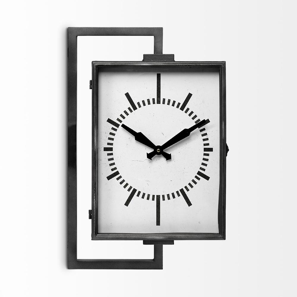 Rectangular Large Black Industrial style Wall Clock - 376249. Picture 1