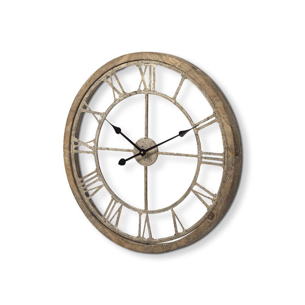 25" Round Large BrownFarmhouse style Wall Clock - 376253. Picture 2