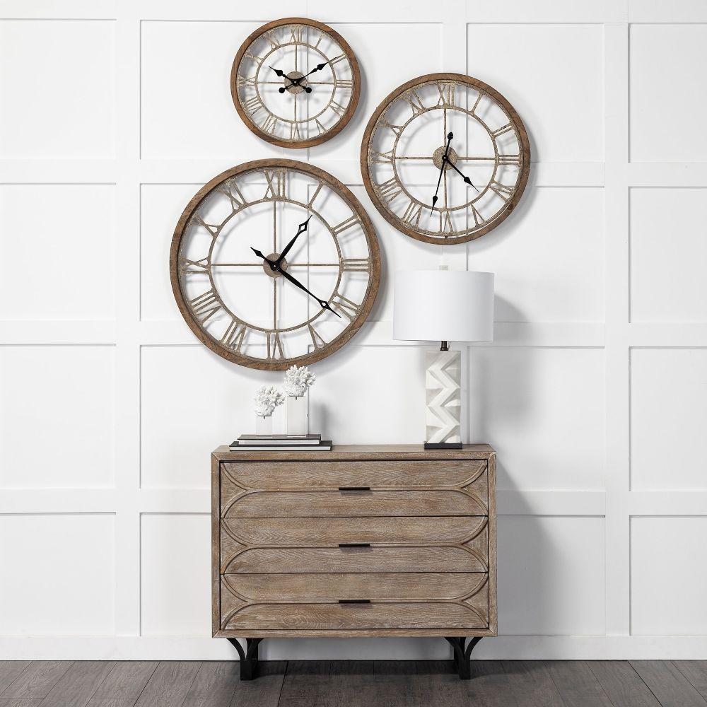 25" Round Large BrownFarmhouse style Wall Clock - 376253. Picture 5