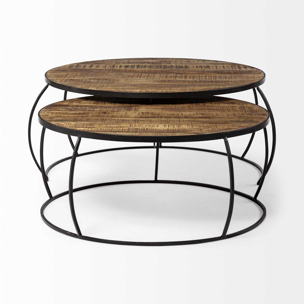 S2 41" & 38" Round Wood Top Nesting Coffee Tables for reception. Picture 2