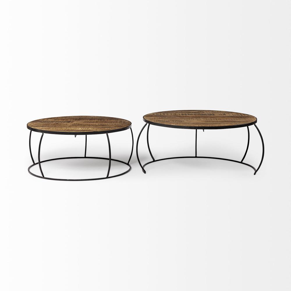 S2 41" & 38" Round Wood Top Nesting Coffee Tables for reception. Picture 5