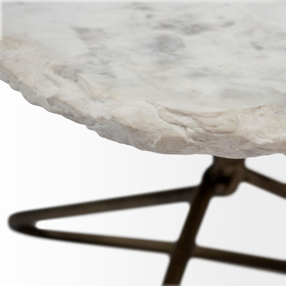 Irregular White Marble Top and Gold Metal Base Coffee Table. Picture 3