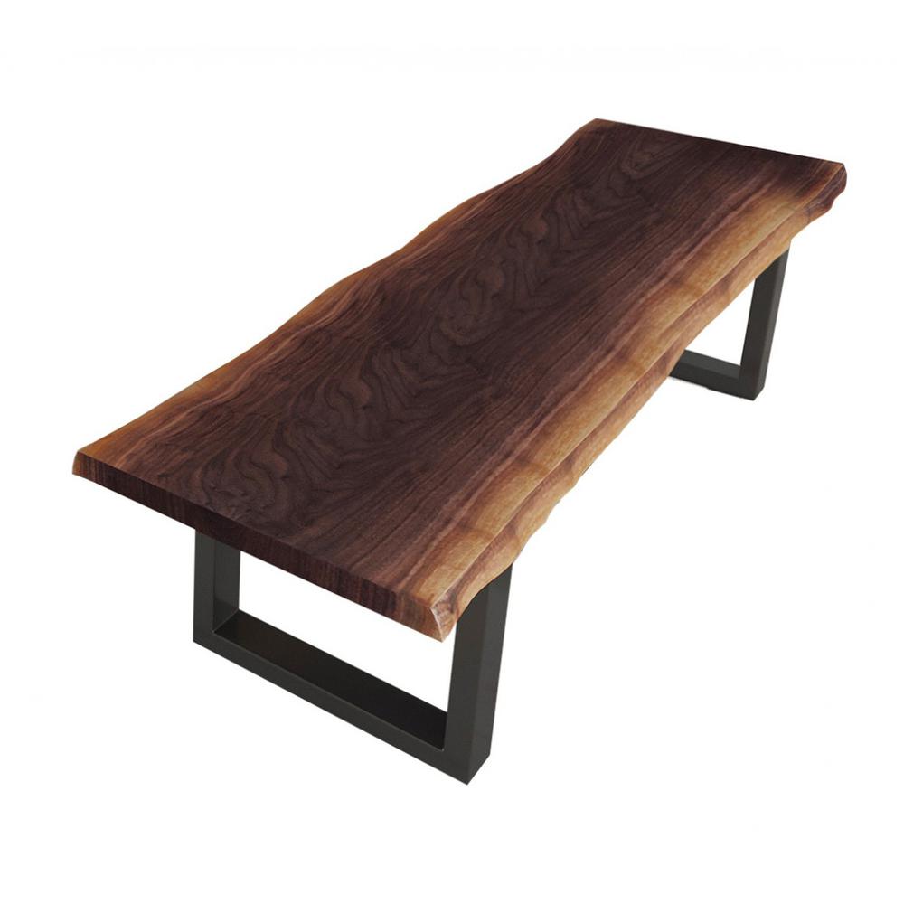 Modern Live Edge Wood and Acacia wood Dining Bench with Black metal U shaped legs - 376329. Picture 2