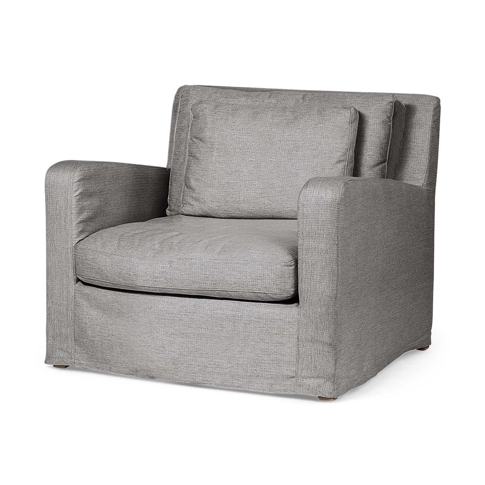 Flint Gray Slipcover Upholstered Fabric Seating  Wide Accent chair w/ Wooden Frame and Legs - 376359. Picture 1