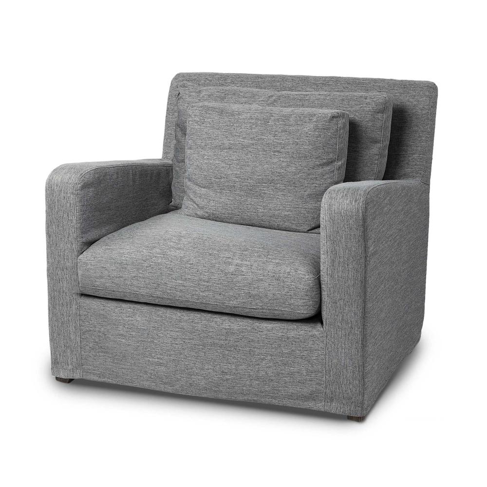Castlerock Gray Slipcover Upholstered  Fabric Seating  Wide Accent chair w/ Wooden Frame and Legs - 376360. Picture 1